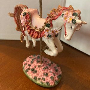 CAROUSEL CREATIONS HORSES BRASS POLE WITH FLOWERS